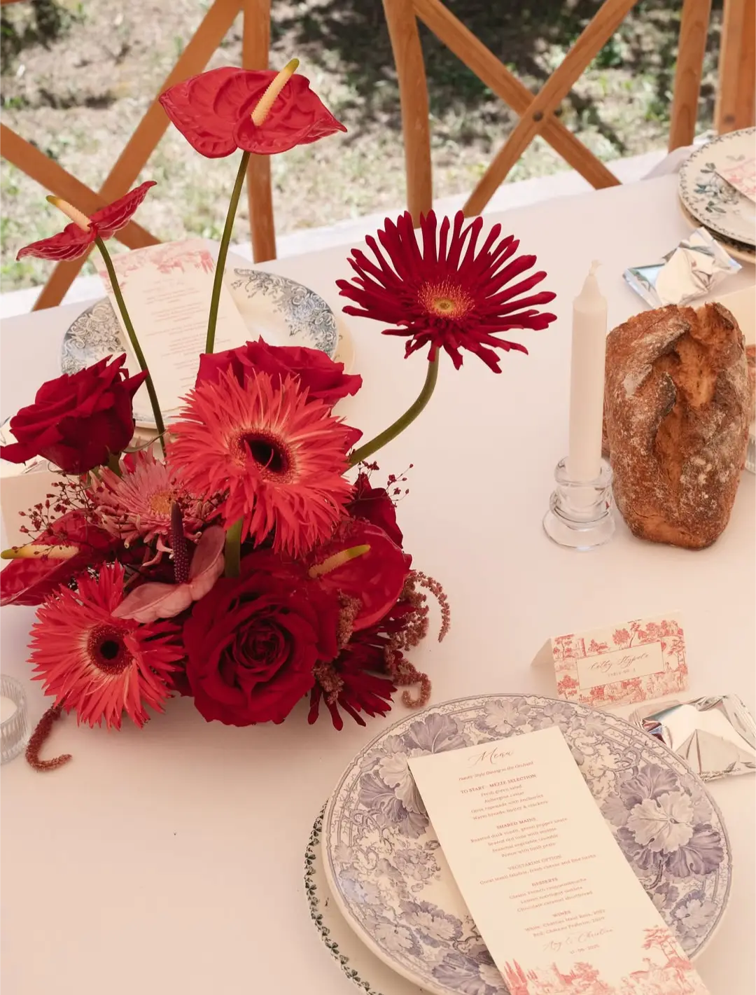 Centre de table fleurs et légumes – mariage Amy & Christian