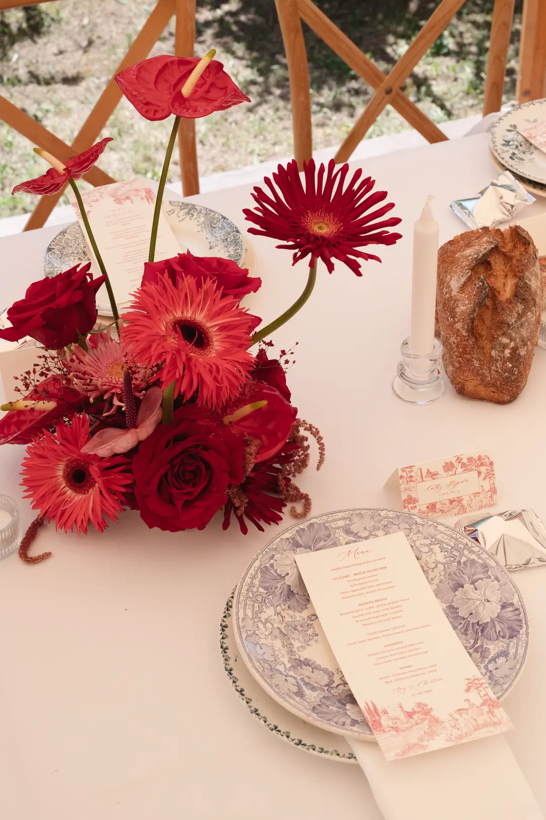 Centre de table fleurs et légumes – mariage Amy & Christian