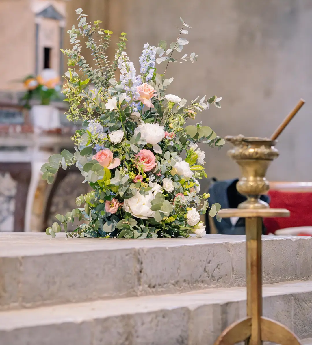 Composition de l'Autel – mariage Louise & Thomas, Château de la Hille
